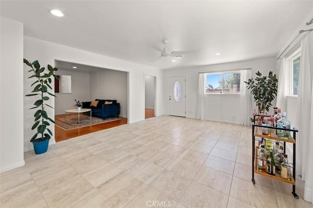 3275 Dalhart Ave, Simi Valley, CA 93063 - tiled entryway with healthy amount of natural light, a ceiling fan, and recessed lighting