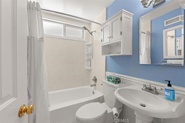 3275 Dalhart Ave, Simi Valley, CA 93063 - bathroom with a sink, shower / bathtub combination with curtain, and toilet