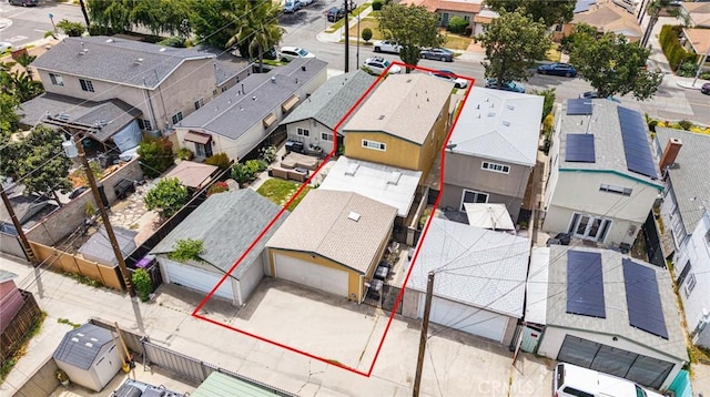 727 W Hill St, Long Beach, CA 90806 - aerial perspective of suburban area with property parcel outlined