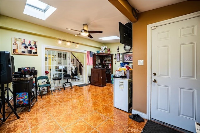727 W Hill St, Long Beach, CA 90806 - office featuring a skylight and a ceiling fan