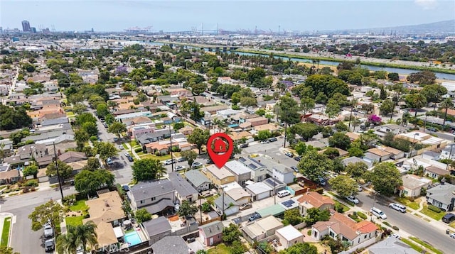727 W Hill St, Long Beach, CA 90806 - aerial view of property and surrounding area featuring nearby suburban area and a large body of water