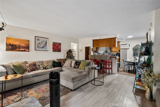 7614 Mason Ave, Winnetka, CA 91306 - living area featuring light wood-type flooring and a wall mounted air conditioner