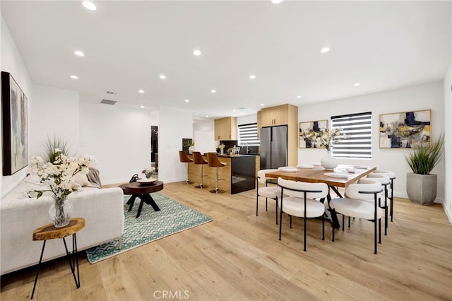 505 N Avon St, Burbank, CA 91505 - dining space with light wood-type flooring, recessed lighting, and baseboards