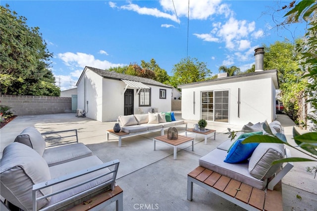 505 N Avon St, Burbank, CA 91505 - view of patio / terrace featuring an outdoor living space and an outbuilding