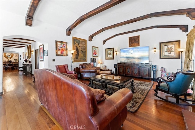 1422 Recado Rd, La Habra Heights, CA 90631 - living area with arched walkways and hardwood / wood-style flooring