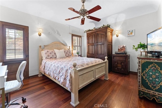 1422 Recado Rd, La Habra Heights, CA 90631 - bedroom with dark wood finished floors and ceiling fan