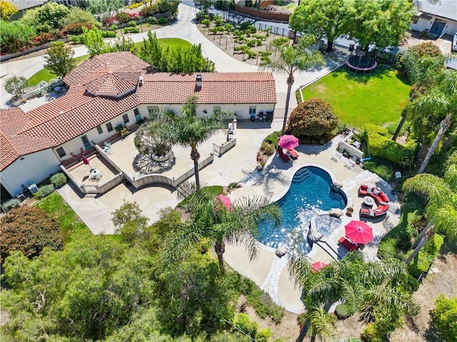 1422 Recado Rd, La Habra Heights, CA 90631 - aerial view of a pool area