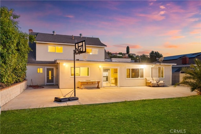 23929 Sunset Crossing Rd, Diamond Bar, CA 91765 - back of house with stucco siding, a patio, a hot tub, a balcony, and a shingled roof