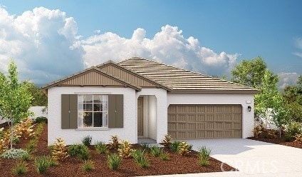 1422 Rustic Glen Way, San Jacinto, CA 92582 - view of front of house with concrete driveway, an attached garage, and stucco siding