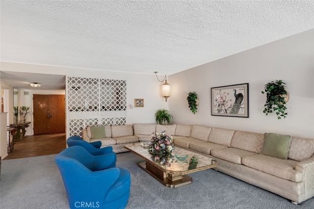 6130 Longridge Ave, Valley Glen, CA 91401 - living room featuring a textured ceiling and carpet flooring