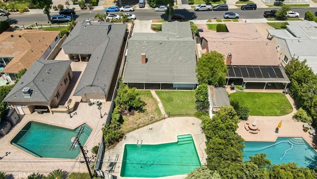6130 Longridge Ave, Valley Glen, CA 91401 - aerial perspective of suburban area featuring a pool