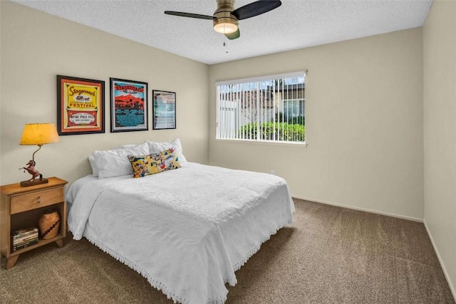 1582 Lisa Ln, Redlands, CA 92374 - carpeted bedroom featuring a textured ceiling, ceiling fan, and baseboards