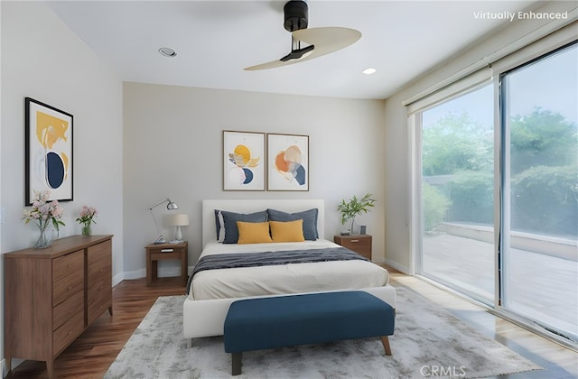 11259 Corsica Ct, Rancho Cucamonga, CA 91730 - bedroom featuring access to outside, wood finished floors, and recessed lighting