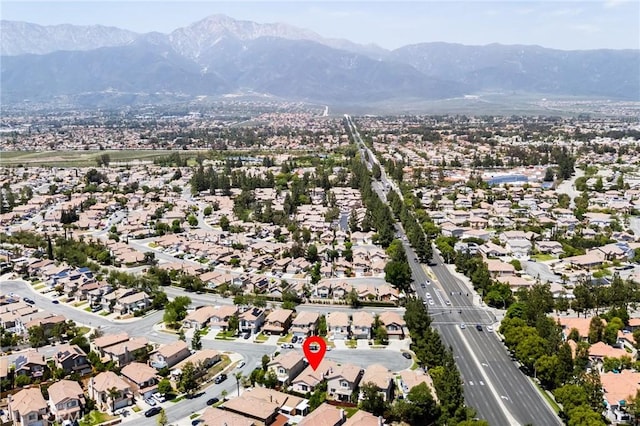 11259 Corsica Ct, Rancho Cucamonga, CA 91730 - aerial overview of property's location featuring mountains and nearby suburban area