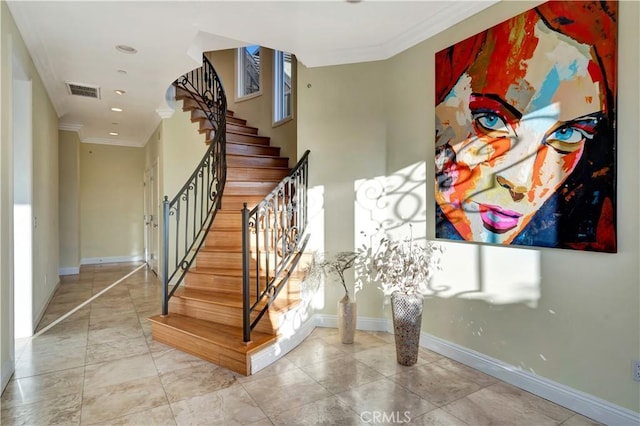 5250 Calatrana Dr, Woodland Hills, CA 91364 - stairway with ornamental molding and baseboards