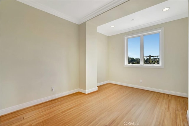 5250 Calatrana Dr, Woodland Hills, CA 91364 - empty room with ornamental molding, light wood-type flooring, and recessed lighting