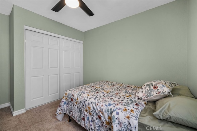 13797 Mesquite Dr, Fontana, CA 92337 - carpeted bedroom featuring a closet, ceiling fan, and baseboards
