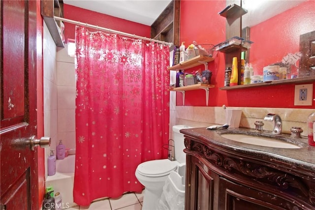 213 N Figueroa St, Santa Ana, CA 92703 - full bath with tile patterned floors, vanity, toilet, and shower / bath combo