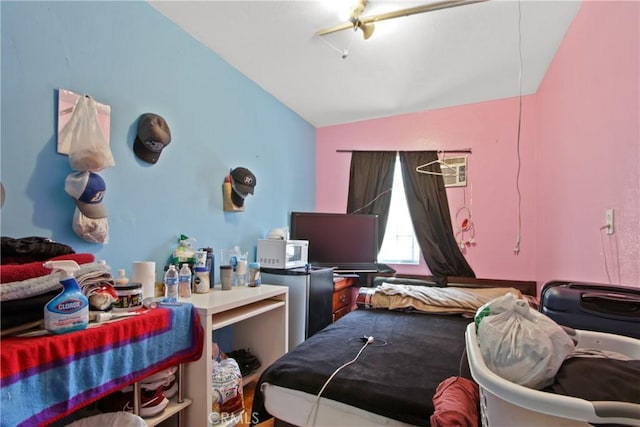 213 N Figueroa St, Santa Ana, CA 92703 - bedroom featuring lofted ceiling and a wall mounted air conditioner
