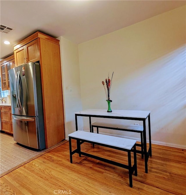 15123 Killion St, Sherman Oaks, CA 91411 - dining area featuring light wood-style floors, baseboards, and recessed lighting