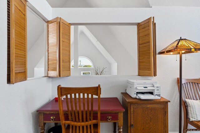 374 Orange Ave Unit F, Coronado, CA 92118 - office area with vaulted ceiling