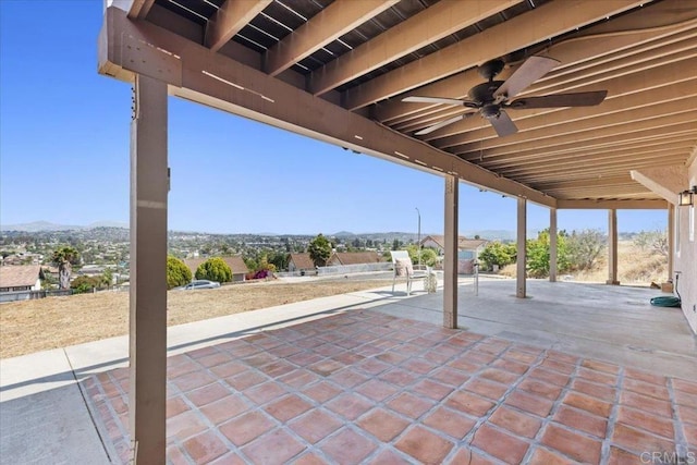 1435 Archwood Pl, Escondido, CA 92026 - view of patio / terrace with ceiling fan and a mountain view