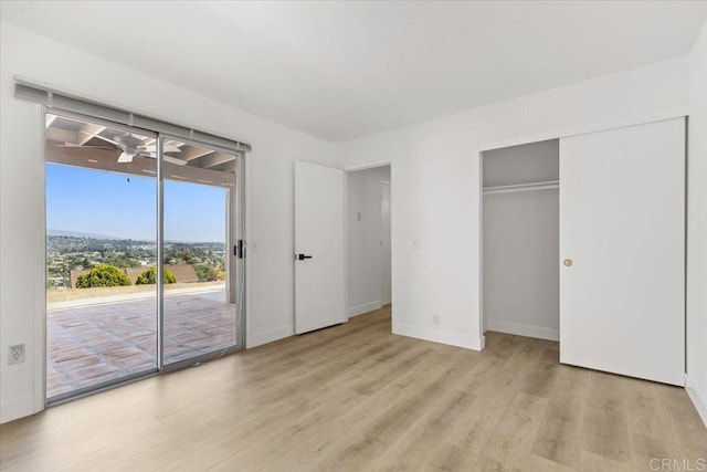 1435 Archwood Pl, Escondido, CA 92026 - unfurnished bedroom with access to exterior, light wood-style floors, baseboards, and a closet
