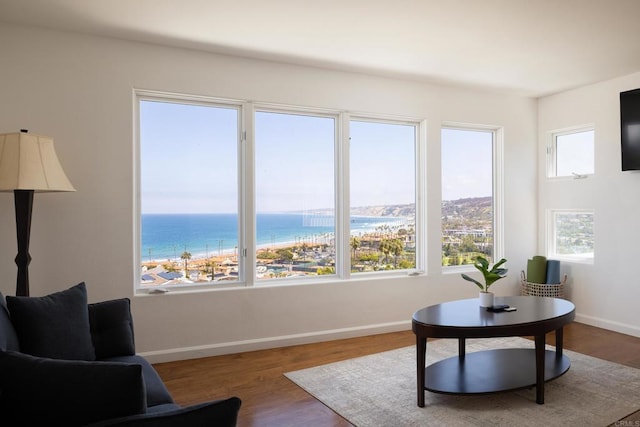 7784 Lookout Dr, La Jolla, CA 92037 - living room with wood finished floors and baseboards