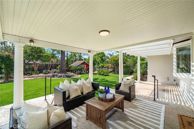 13782 Gershon Pl, North Tustin, CA 92705 - fenced backyard featuring an outdoor hangout area and a patio
