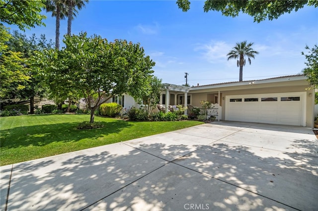 13782 Gershon Pl, North Tustin, CA 92705 - view of front of house with an attached garage, a front yard, driveway, and stucco siding