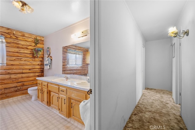38579 Payne Way, Caliente, CA 93518 - full bath featuring double vanity, toilet, and log walls