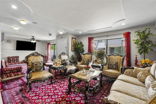 2346 Royal Ave Unit 9, Simi Valley, CA 93065 - living area featuring ceiling fan and recessed lighting