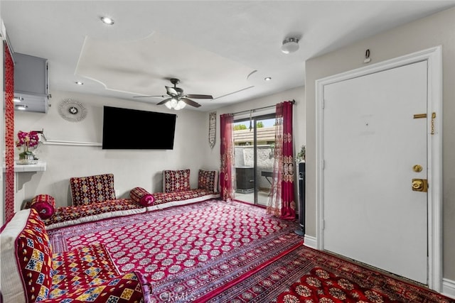 2346 Royal Ave Unit 9, Simi Valley, CA 93065 - carpeted living area with a ceiling fan and recessed lighting