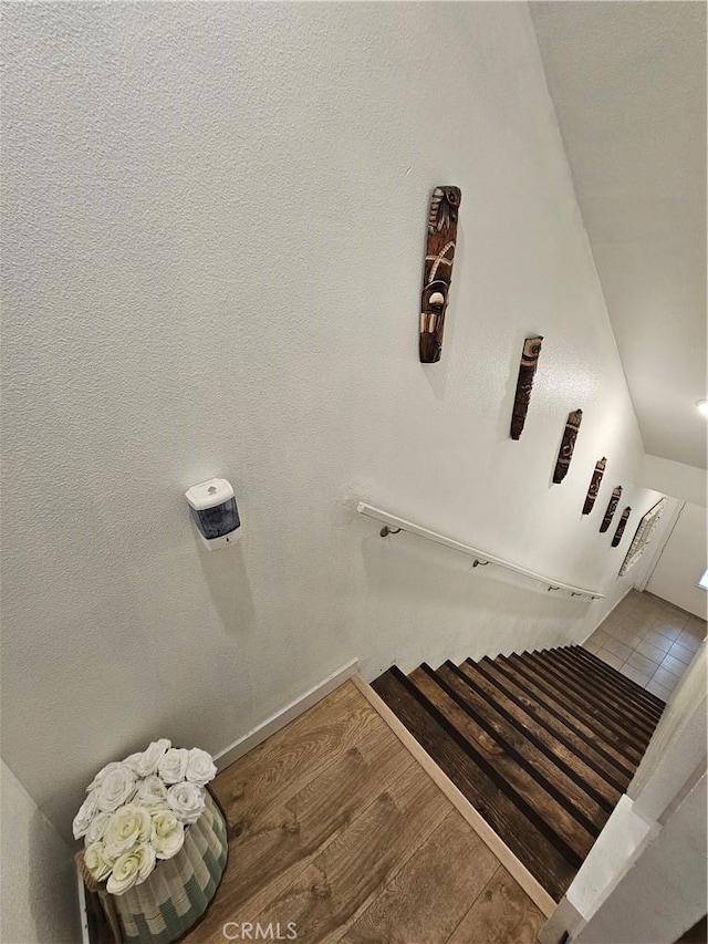 10402 Harlow Cir Unit 41, San Diego, CA 92108 - stairway featuring wood finished floors