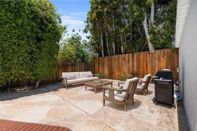 5023 Stern Ave, Sherman Oaks, CA 91423 - fenced backyard with an outdoor hangout area, a grill, and a patio