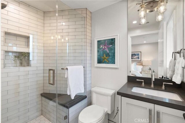 2141 Circle Dr, Hermosa Beach, CA 90254 - full bath featuring vanity, ensuite bathroom, a shower stall, and toilet