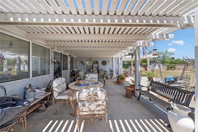 32725 Trailwood Ct, Wildomar, CA 92595 - view of patio featuring a pergola and outdoor dining area