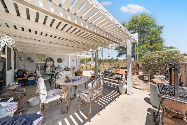 32725 Trailwood Ct, Wildomar, CA 92595 - view of patio featuring outdoor dining space and a pergola