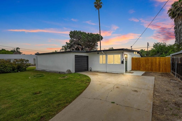 6252 Lake Albano Ave, San Diego, CA 92119 - view of front of home with an attached garage, driveway, stucco siding, and a patio area