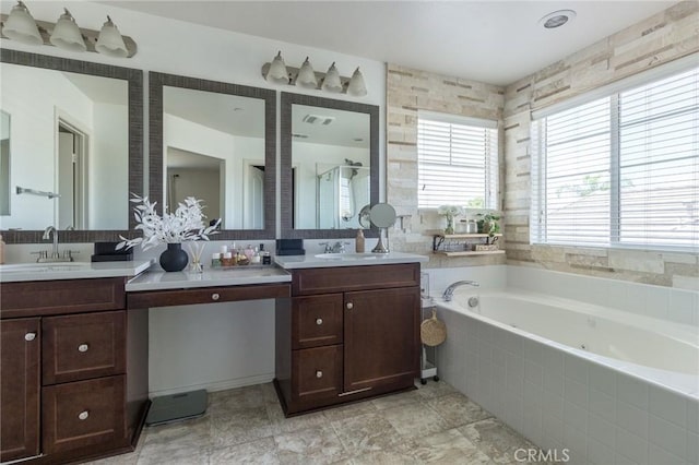 29590 Rawlings Way, Lake Elsinore, CA 92530 - full bathroom with a whirlpool tub, vanity, and a shower stall