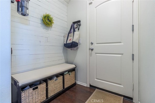 29590 Rawlings Way, Lake Elsinore, CA 92530 - mudroom with dark wood finished floors and wooden walls