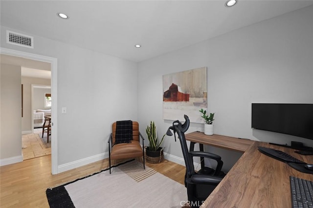 2662 Salmon Dr, Los Alamitos, CA 90720 - office featuring baseboards, wood finished floors, and recessed lighting