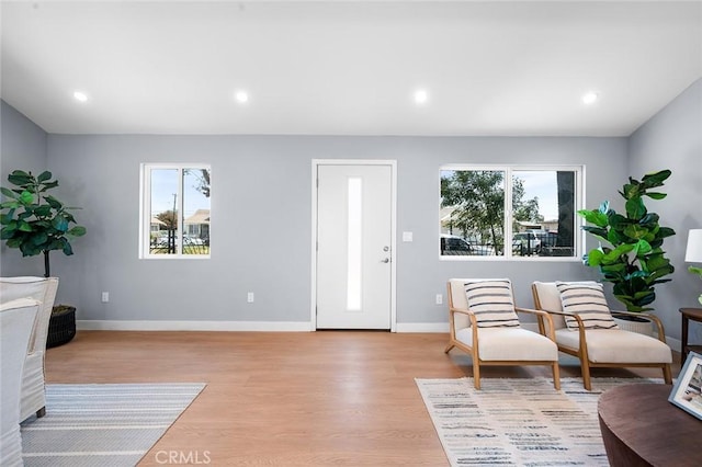 1223 W 90th St, Los Angeles, CA 90044 - foyer with baseboards, light wood-type flooring, and recessed lighting