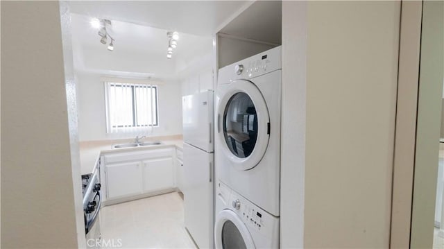 14610 Erwin St, Van Nuys, CA 91411 - laundry area with stacked washer / dryer