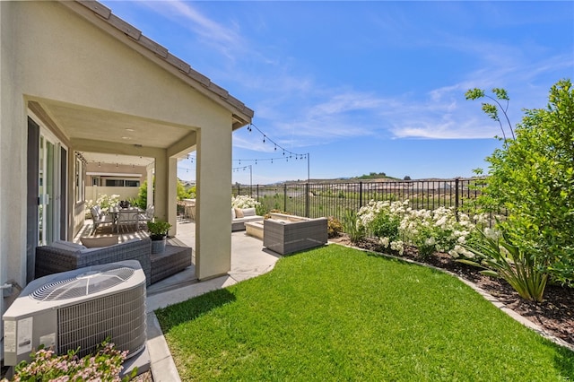32325 Hillstone St, Temecula, CA 92591 - view of yard featuring central AC, outdoor lounge area, and a patio