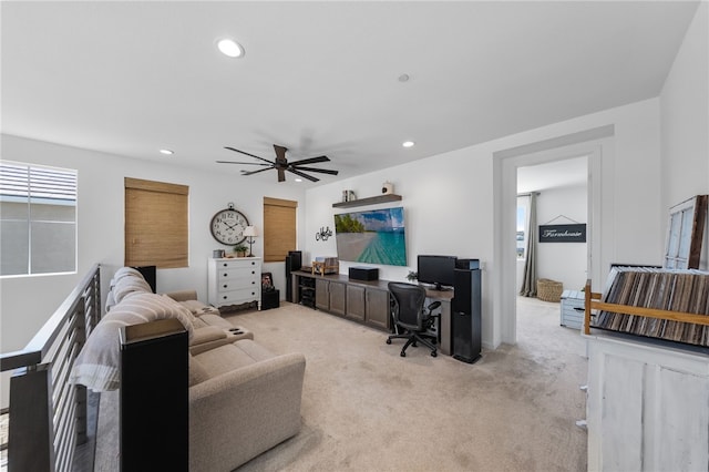 32325 Hillstone St, Temecula, CA 92591 - office space with light colored carpet, recessed lighting, and a ceiling fan