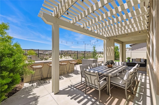 32325 Hillstone St, Temecula, CA 92591 - view of patio featuring a pergola and outdoor dining area