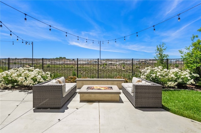 32325 Hillstone St, Temecula, CA 92591 - view of patio / terrace with an outdoor living space with a fire pit