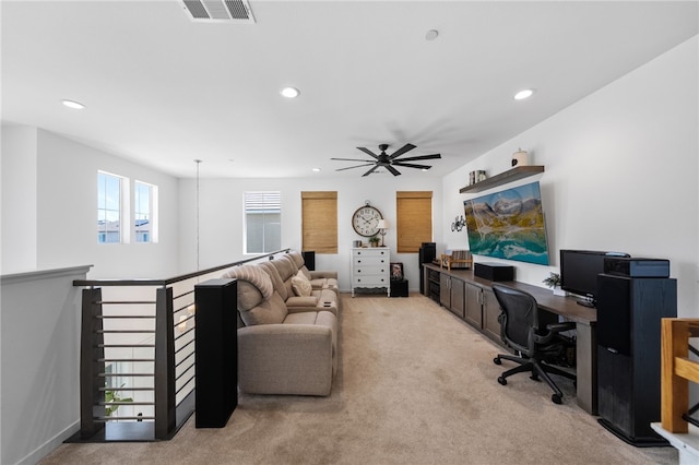 32325 Hillstone St, Temecula, CA 92591 - office featuring carpet floors, recessed lighting, and ceiling fan