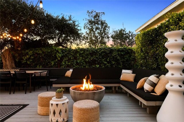 326 Ruby St, Laguna Beach, CA 92651 - wooden deck featuring an outdoor living space with a fire pit